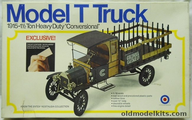 Entex 1/16 1914 Ford 1 1/2 Ton Model T Heavy Duty Truck - 'Conversional' - with Real Wood Sides and Parts - Good Year Tire & Rubber Co / Zellerbach Paper Co / Columbia Cartage Co, 8498 plastic model kit